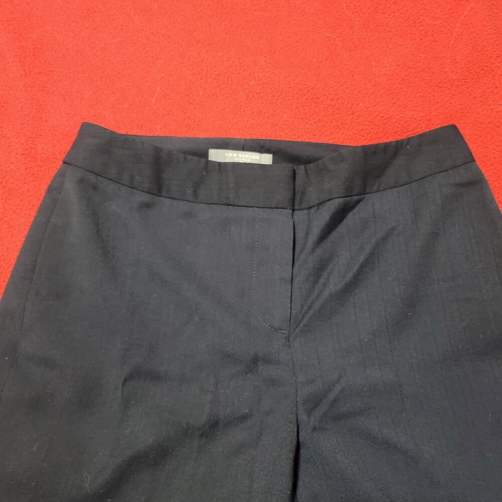 Ann Taylor Navy Blue Pinstripe Flat Front Dress Pants OP Lightweight Soft Lined